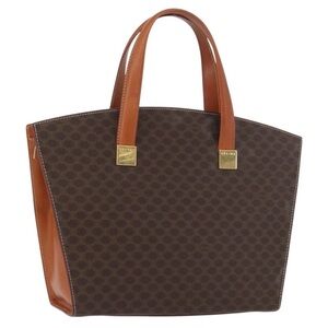Celine Vintage Macadam Tote Bag Brown Leather Top Handle Authentic Italy 🇮🇹